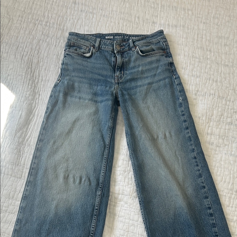Sage Wide-Leg High-Rise Jeans in Faded Blue